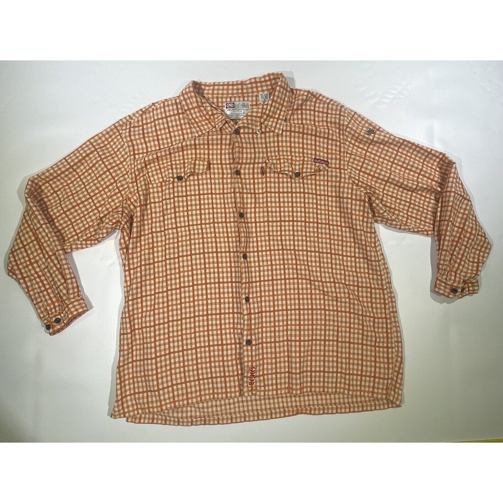 Ecko Unltd Mens Shirt XL Collection 18c Casual Button Down Orange Plaid